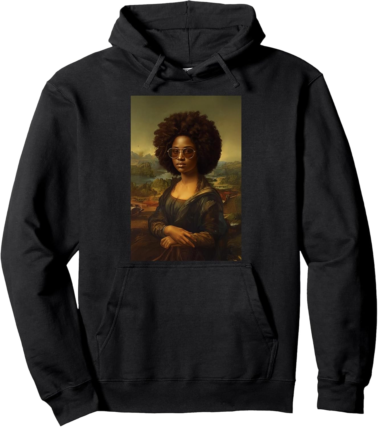 Black Mona Lisa Afro African American Black History Month Pullover Hoodie