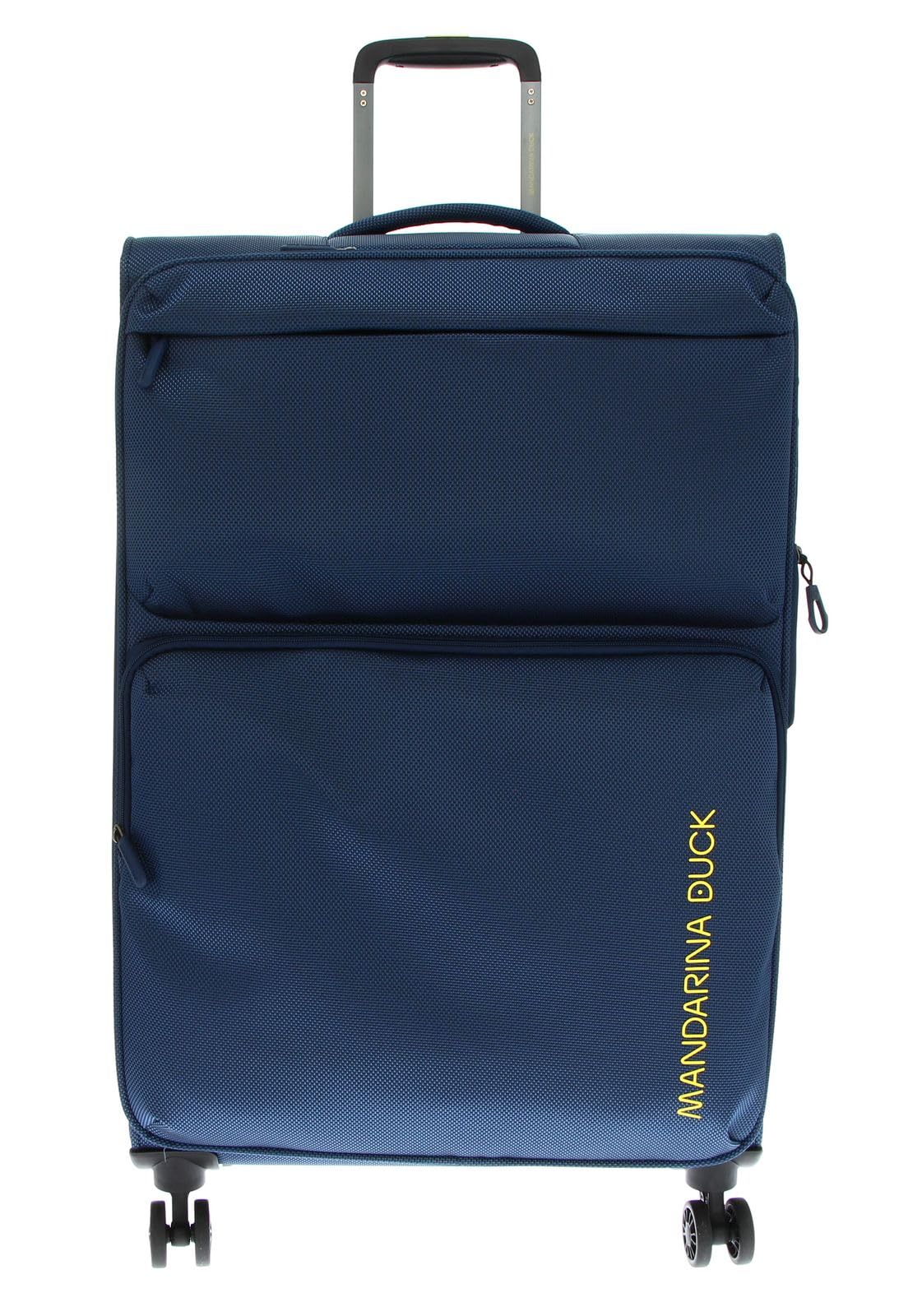 Mandarina Duck Zephyr Trolley Large EXP, Blu (dress blue), Trolley grande espandibile in tessuto morbido ad effetto 3D