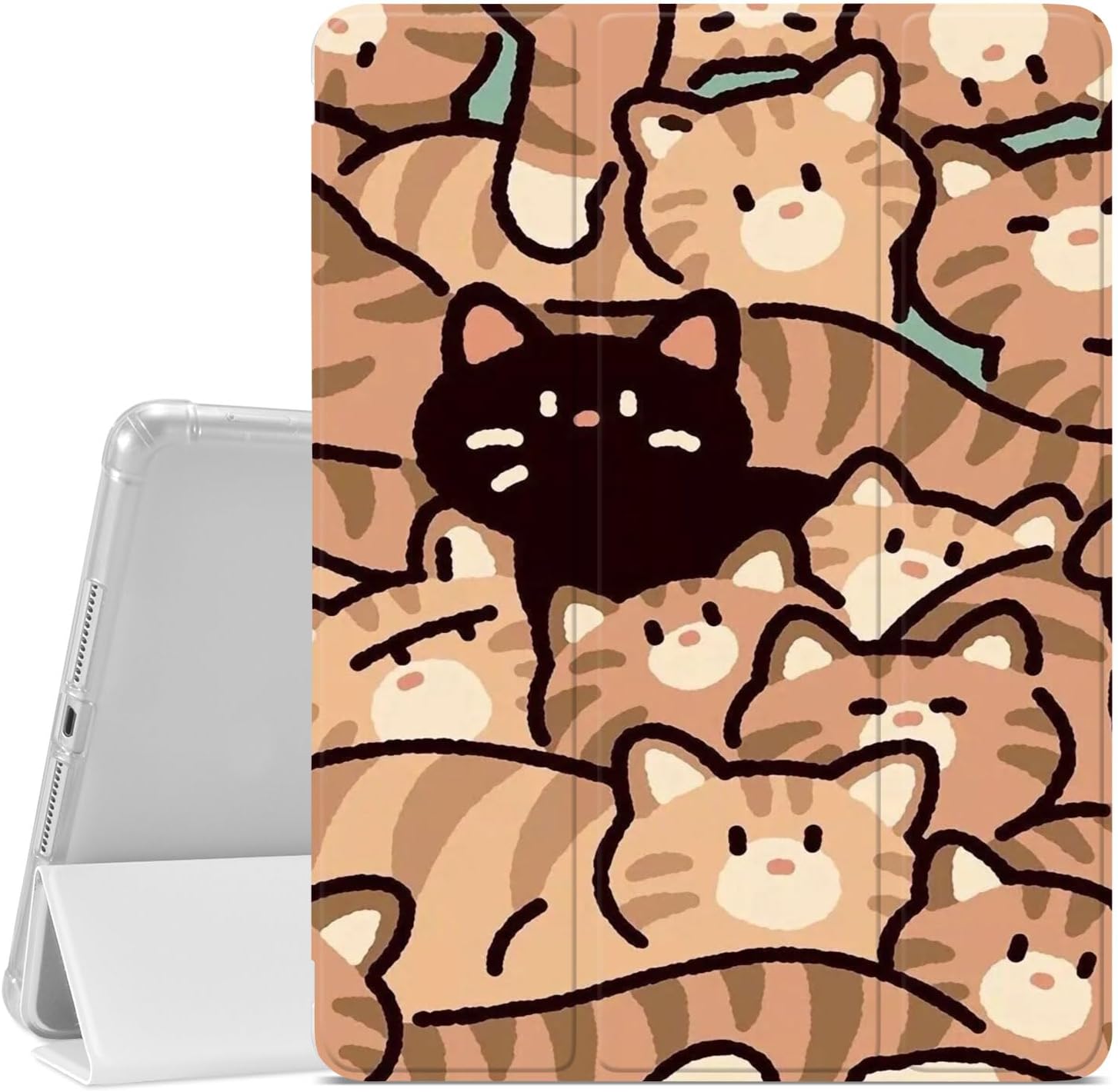 JOYLAND Light Blue Bow Pattern Case for iPad Air 3rd Gen 10.5" 2019/iPad Pro 10.5" 2017, Pencil Holder & Clear Transparent Back & Trifold Smart Pad White Cover (Model Number:A1701 A1709 A1852)