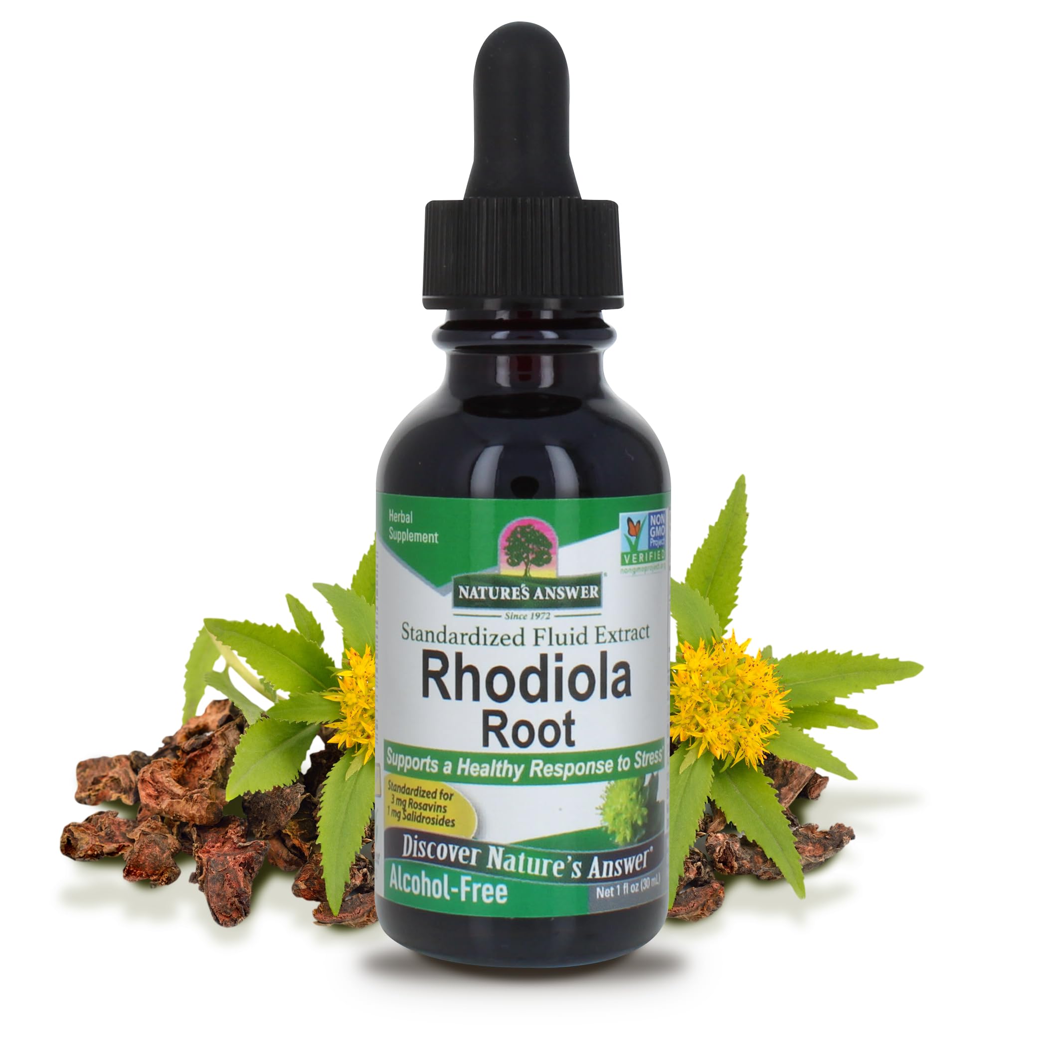 Nature's Answer Rhodiola Root | Super Concentrated Herbal Supplement | Helps Aid & Reduce Stress | Alcohol-Free, Gluten-Free and Kosher Certified 1oz