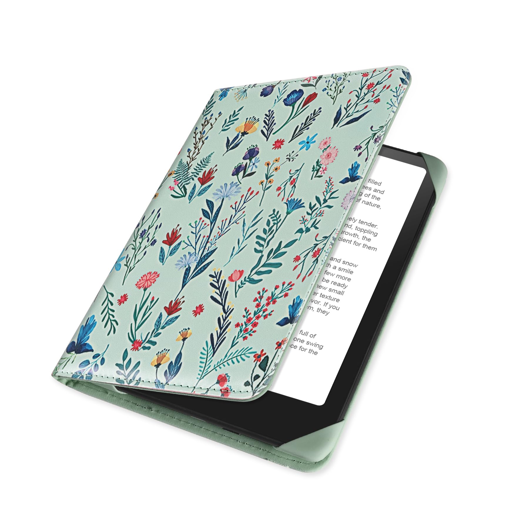 HoYiXi Universal Case for 6 inch Kindle eReader Compatible with Paperwhite(2025/2018)/PocketBook and Tolino/Kobo Clara HD,6" eReader Protective Case Cover Elastic rope,White flowers — view 2