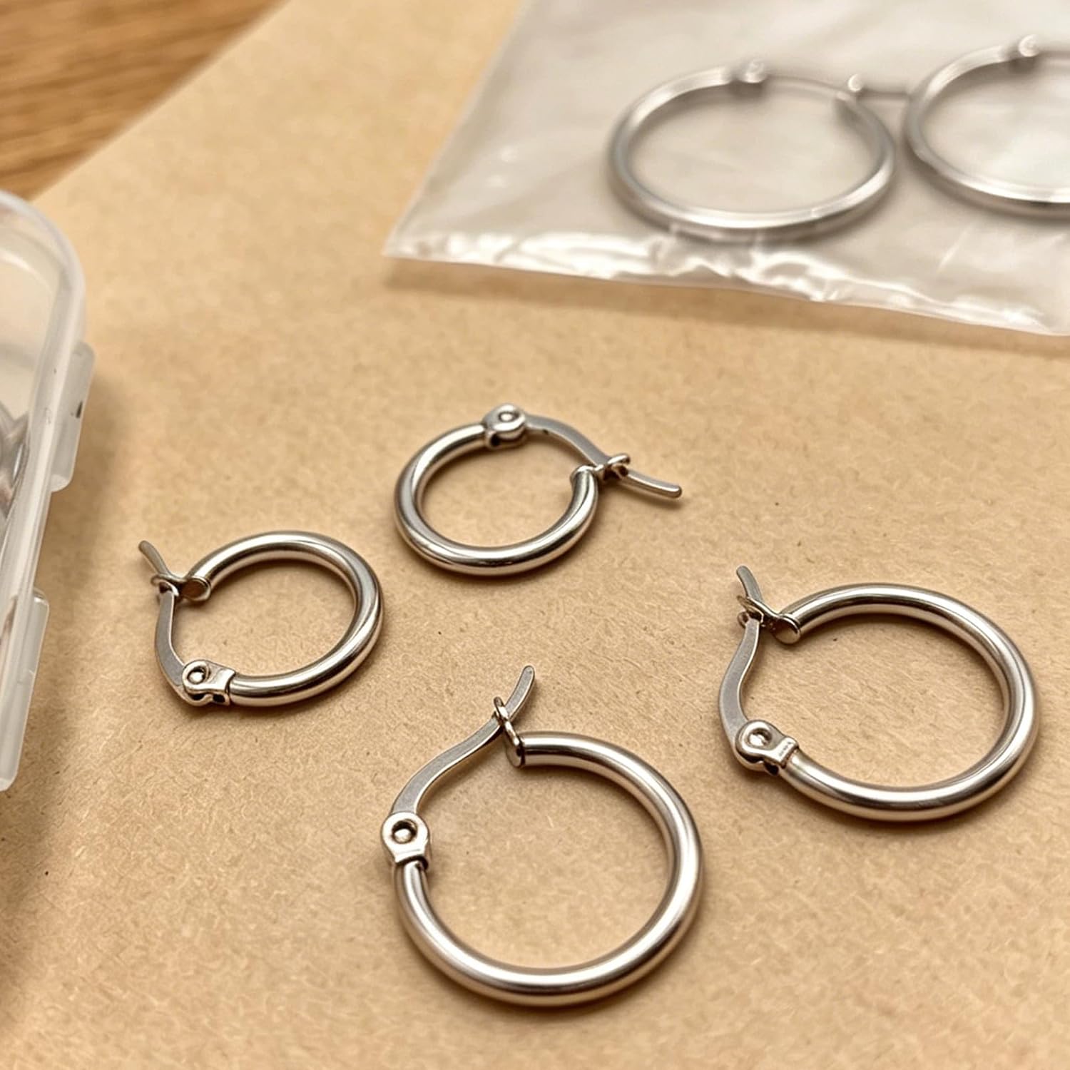 5 Pairs Silver Gold Small Hoop Earrings for Women Surgical Steel Huggie Set | 10 12 14 16 20 mm, Lightweight, Hypoallergenic, 14K Gold Plated 316L Stainless Steel Jewelry, Multiple Piercing