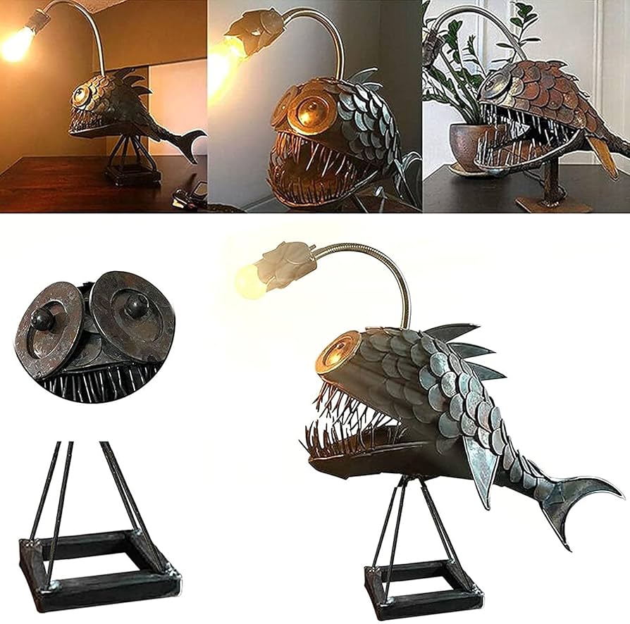 魚取り瓶　レトロな電気スタンド 魚取り瓶 レトロな電気スタンド Amazon｜素朴な釣り人の魚ランプ