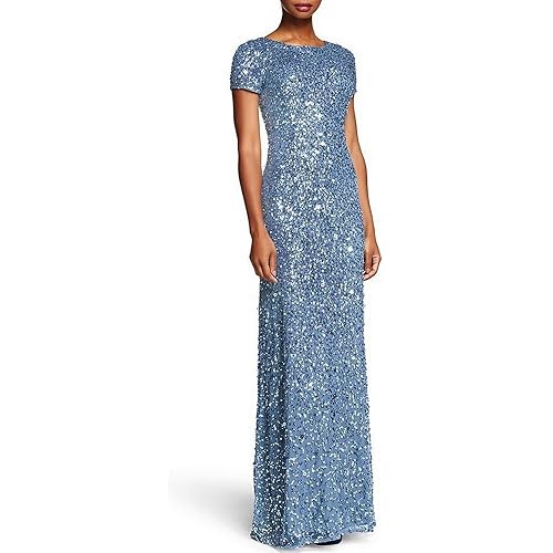 Adrianna Papell Women's Short-Sleeve All Over Sequin Gown