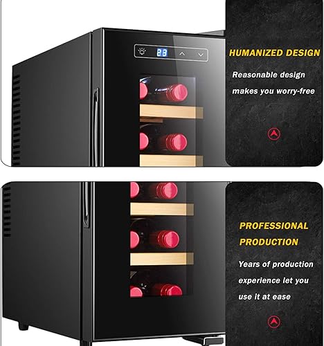 Miniatura 5 de Refrigerador blanco y rojo enfriador de encimera, mini refrigerador de vino compacto independiente con capacidad de 8 botellas, control digital,