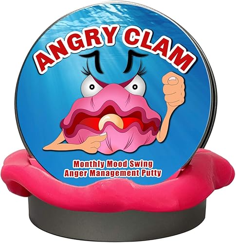 Miniatura 3 de Gears Out Angry Clam - Masilla mensual para controlar la ira, divertida masilla rosa para el estrés, humor, juguete para ansiedad, lata de metal