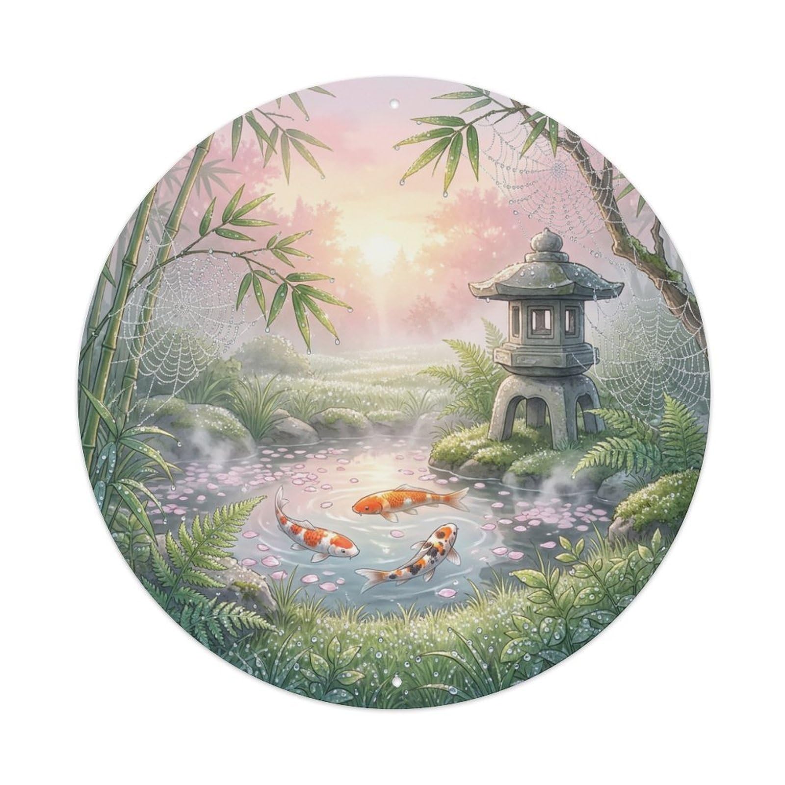 Tgrcjimh Style Metal Tin Sign Japanese Koi Fish Dew Drops Morning Sparkle
