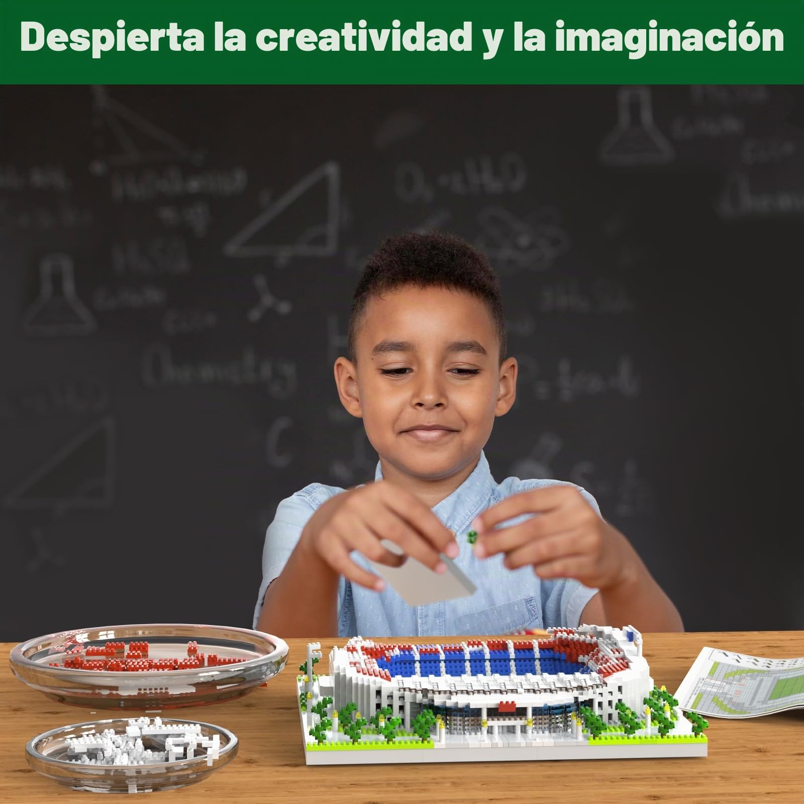 Juego de bloques de construcción de arquitectura del estadio de fútbol de Barcelona, juguete atractivo para adultos entusiastas del fútbol