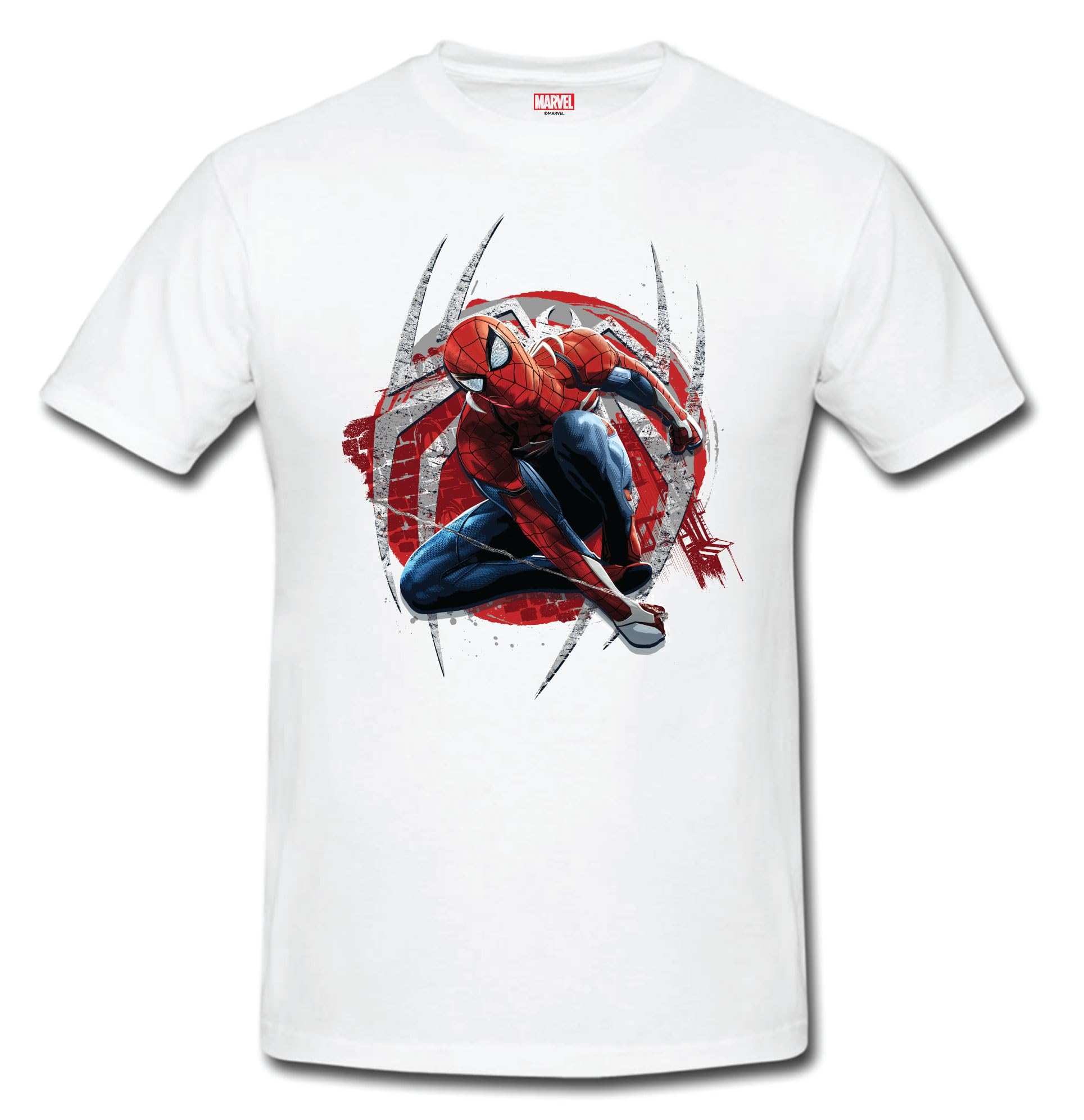GiftmateMarvel Men's T-shirt Crew Neck Cotton White T-shirt | Superhero Graphic Short Sleeves Tshirt for Men