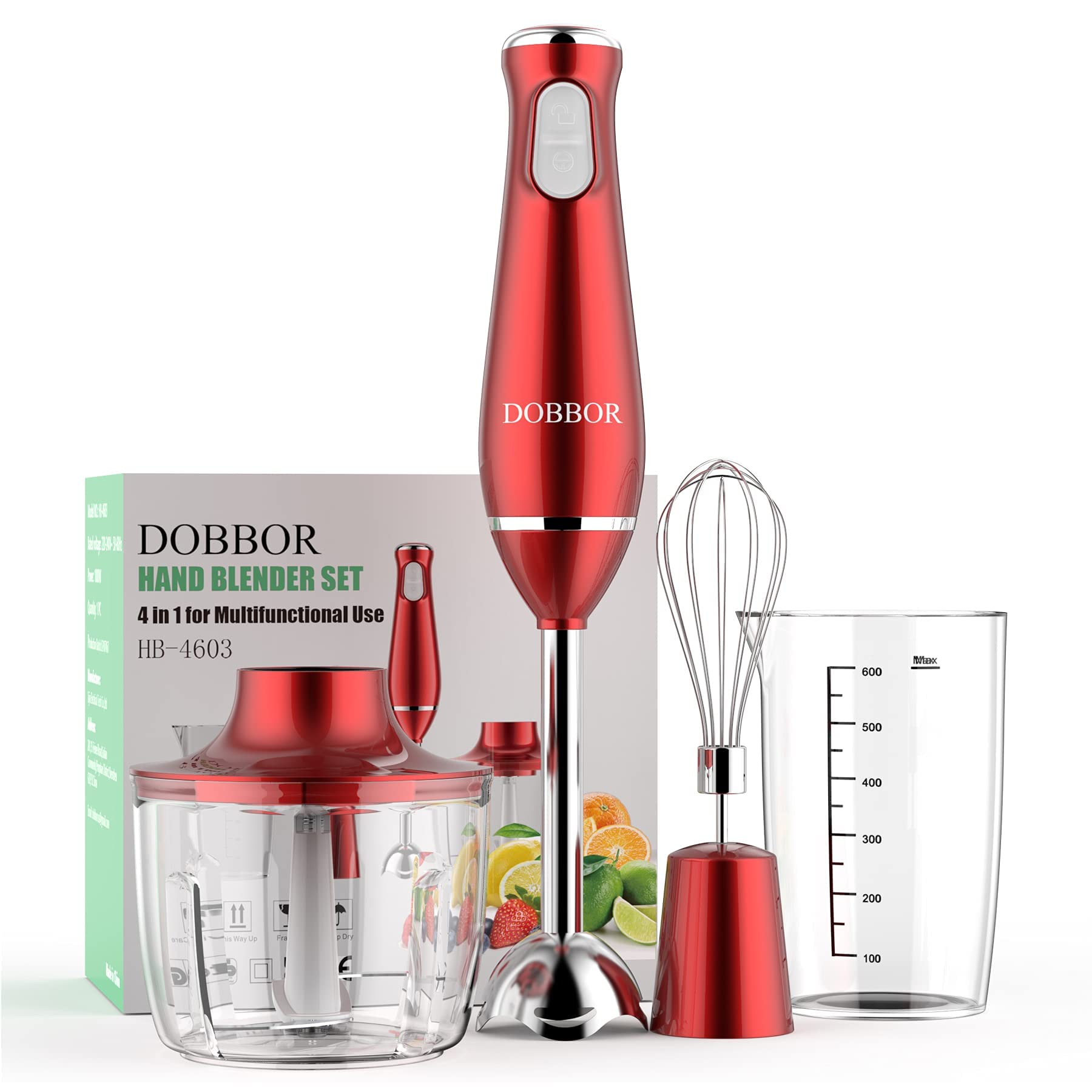 Buy DOBBOR Immersion Blender, 1000W 4 in1 Immersion Blender, 600ml BPA
