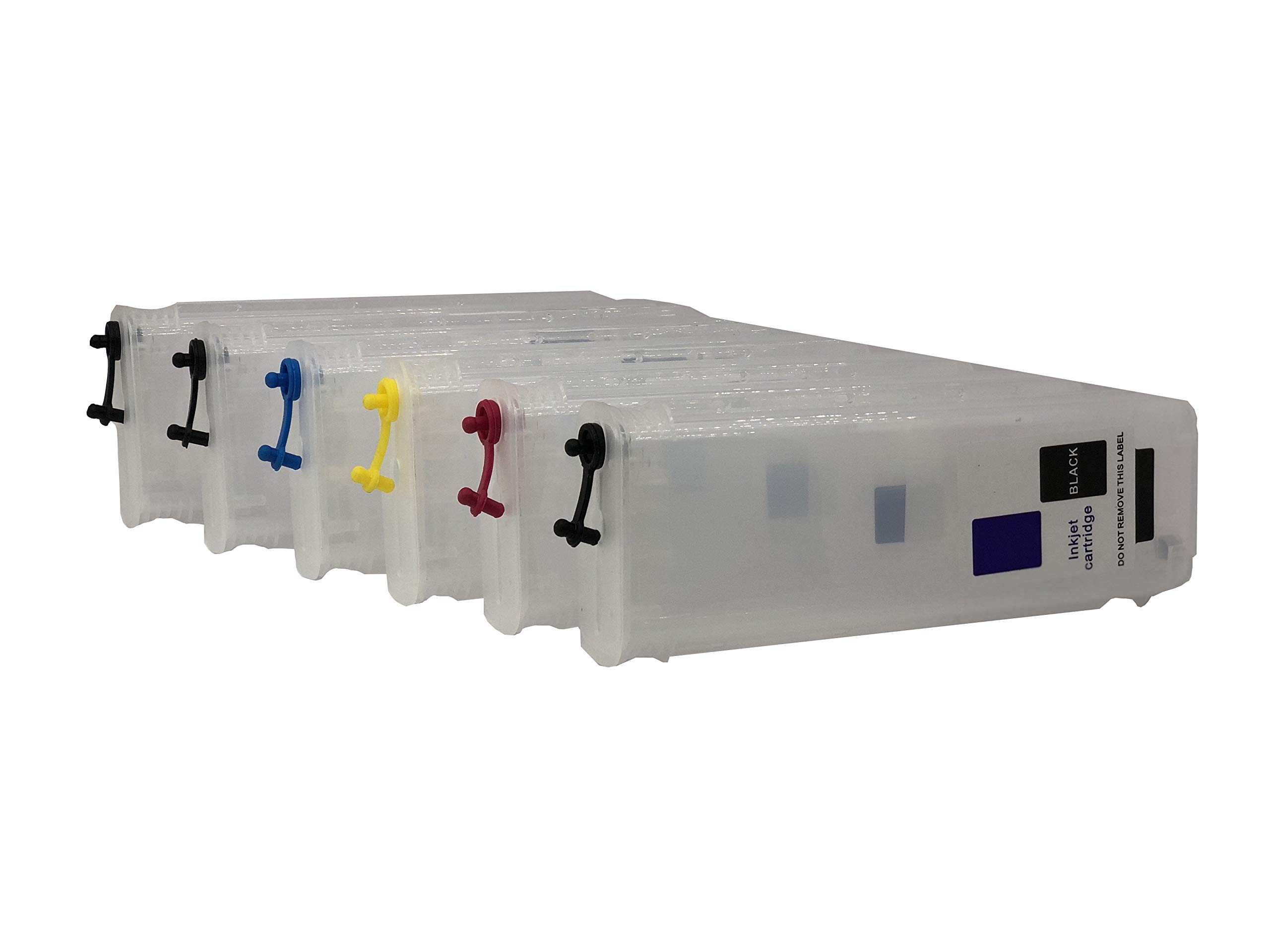 Uv Infotech 727 (C/Y/M/PB/GY/MBK) Empty Refillable Cartridge Compatible with Hp Design Jet T 2500 Plotter Without Chip Printers - Cyan/Yellow/Magenta/Grey/Photo Black/Matte Black.