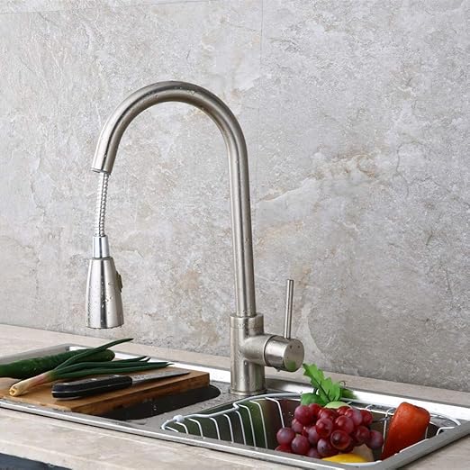 YHSGY Kitchen Sink Taps Newly Arrived Pull Out Kitchen Faucet Brushed Nickel Sink Mixer Tap 360 Degree Rotation Torneira Cozinha Mixer Taps