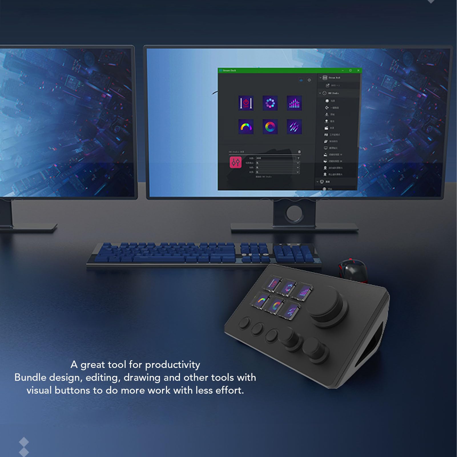 Studiodeck mit Knöpfen, Stream-Controller-Triggeraktionen in Apps-Software für OBS für Twitch für YouTube, Benutzerdefinierte Konsole für Foto- und Videobearbeitung,