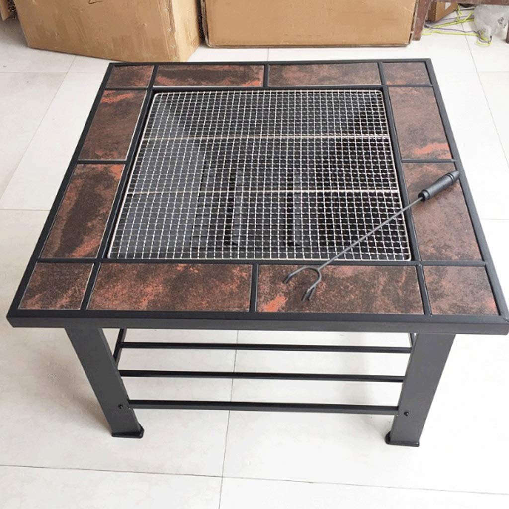 Ogród palenisko 76 cm palenisko na zewnątrz duże stalowe palenisko palenisko miska grill palenisko na zewnątrz z ekranem iskrowym do gotowania siatka poker na podwórko ogród ognisko miska do grilla (kolor: brązowy)