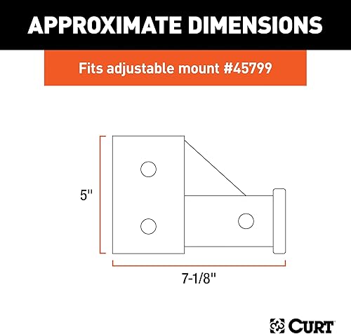 Miniatura 2 de CURT 45802 Soporte de tubo de montaje de bola de enganche de remolque ajustable de repuesto para CURT #45799