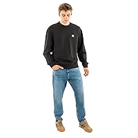 Calvin Klein Uomo Felpa Terry Badge con Scollo Rotondo, Nero (Black)