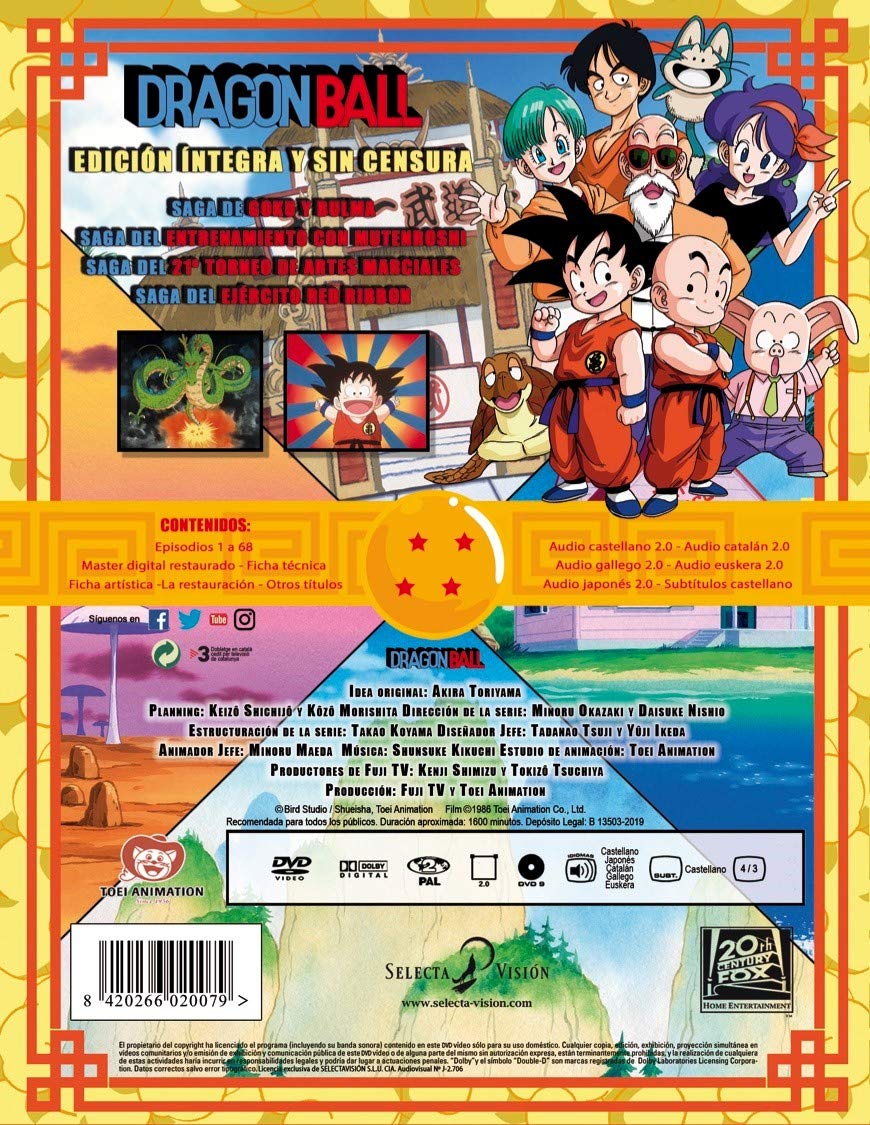 SELECTA VISION Dragon Ball Saga Completa Box 1 EP 1 al 68 .DVD