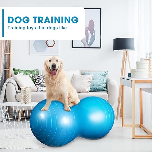 Miniatura 5 de Meooeck 2 bolas de maní para niños, 39 x 20 y 31 x 15 pulgadas, pelota de ejercicio de maní para yoga, equilibrio, estabilidad, asiento flexible