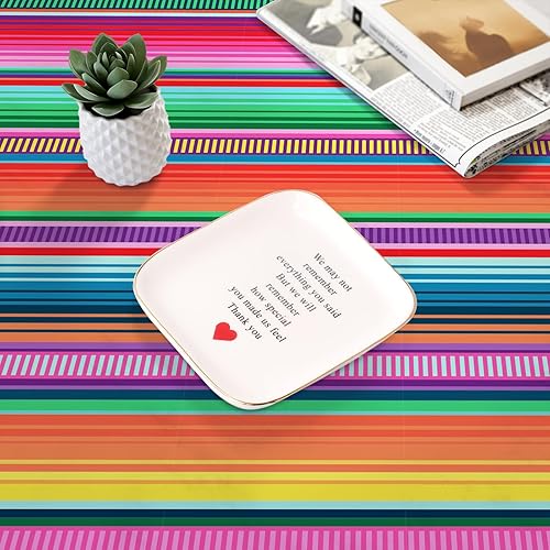 Miniatura 4 de Paquete de 3 manteles desechables de plástico mexicano de serape, 54 x 108 pulgadas, a rayas mexicanas, para bodas, fiestas de cumpleaños,