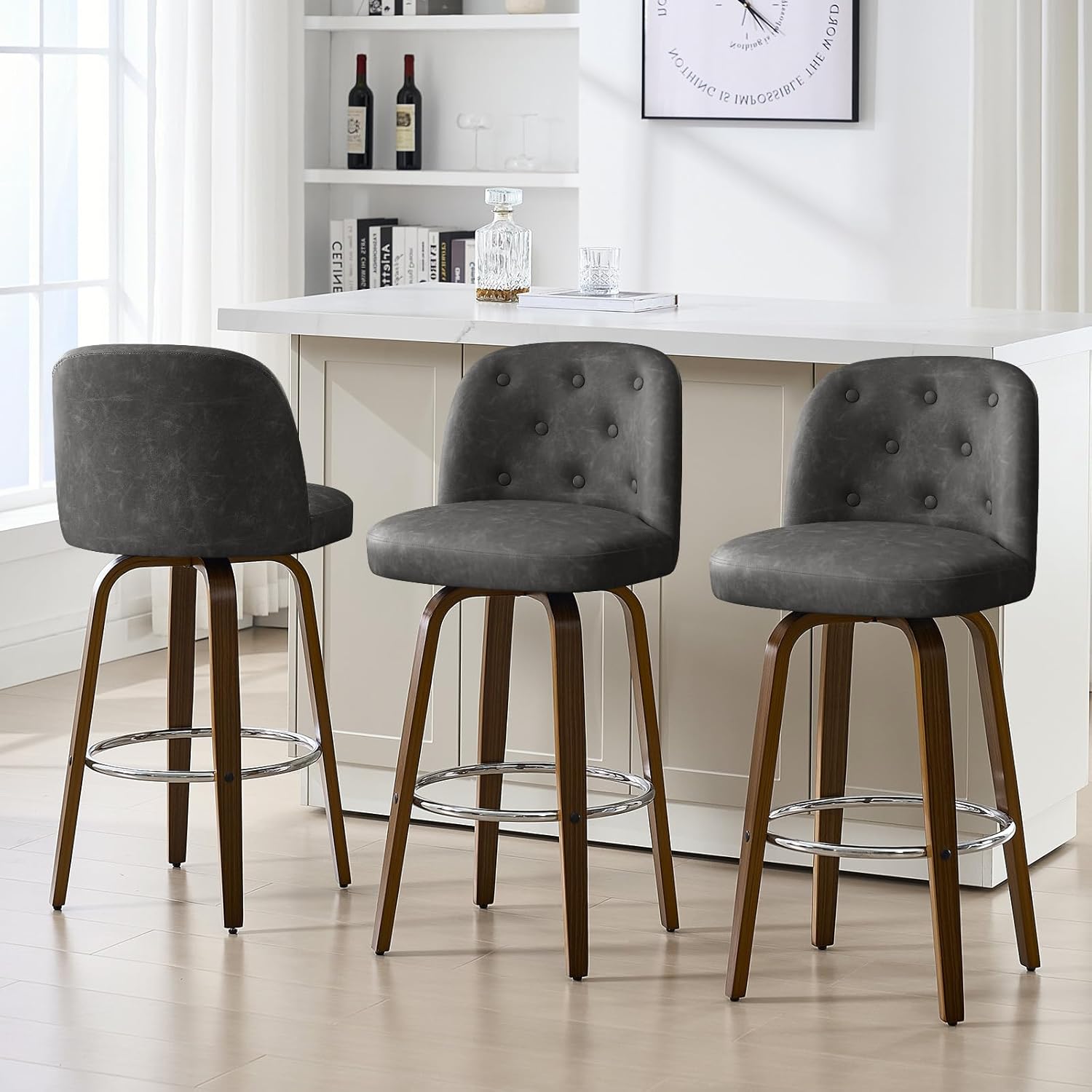 Cozyman 27 Bar Stools With Backs White Faux Leather Bar Stool