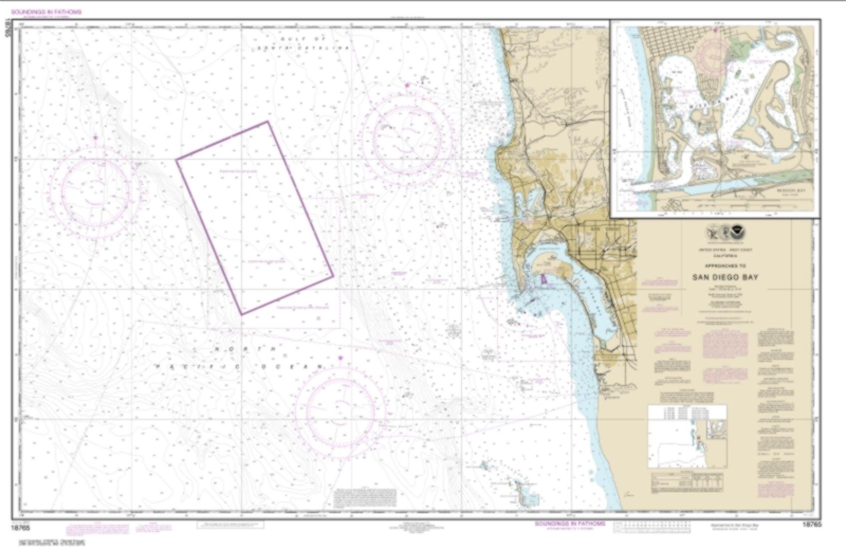 NOAA Chart 18765-Approaches to San Diego Bay; Mission Bay by East View Geospatial-picture-18