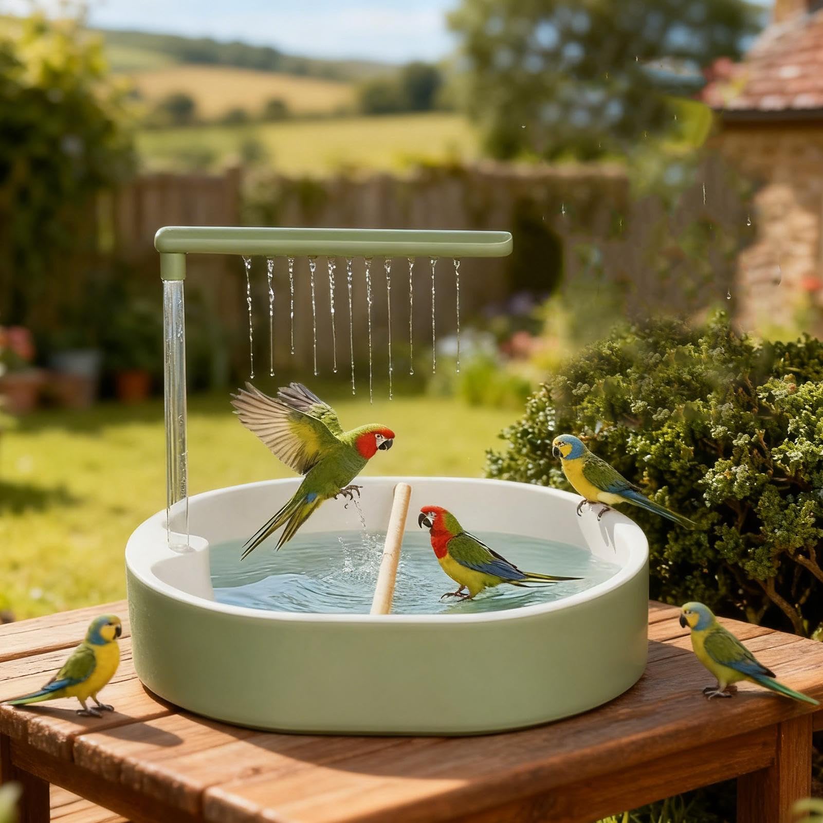 Bain d'Oiseaux Bassin Pour Oiseaux Silencieux Anti-Animaux | Douche pour Oiseaux d'Intérieur pour Cage Pour Jardin Balcon Patio Terrasse Salon Inséparable Calopsitte Perruche Cacatoès