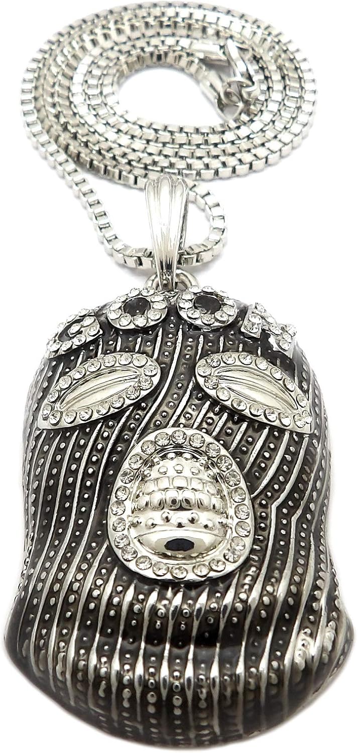 Fashion 21 Goon Ski Mask Man Pendant 18",20",24" Various Chain Necklace in Gold, Silver Tone (Silver / 2mm 24" Box Chain)