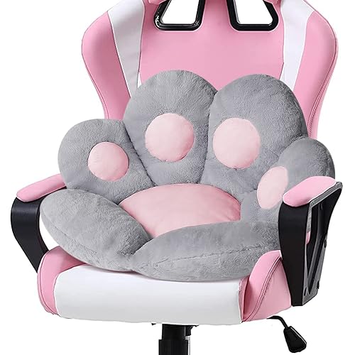 Ditucu Cat Paw Cushion Comfy Kawaii Chair Cushion 31.4 x 27.5 inch Bear Paw Lazy Sofa Office Floor Pillow Cute Plush Seat Pad for Gaming Chair for Bedroom Decor Grey - Grey - Large (Pack of 1)