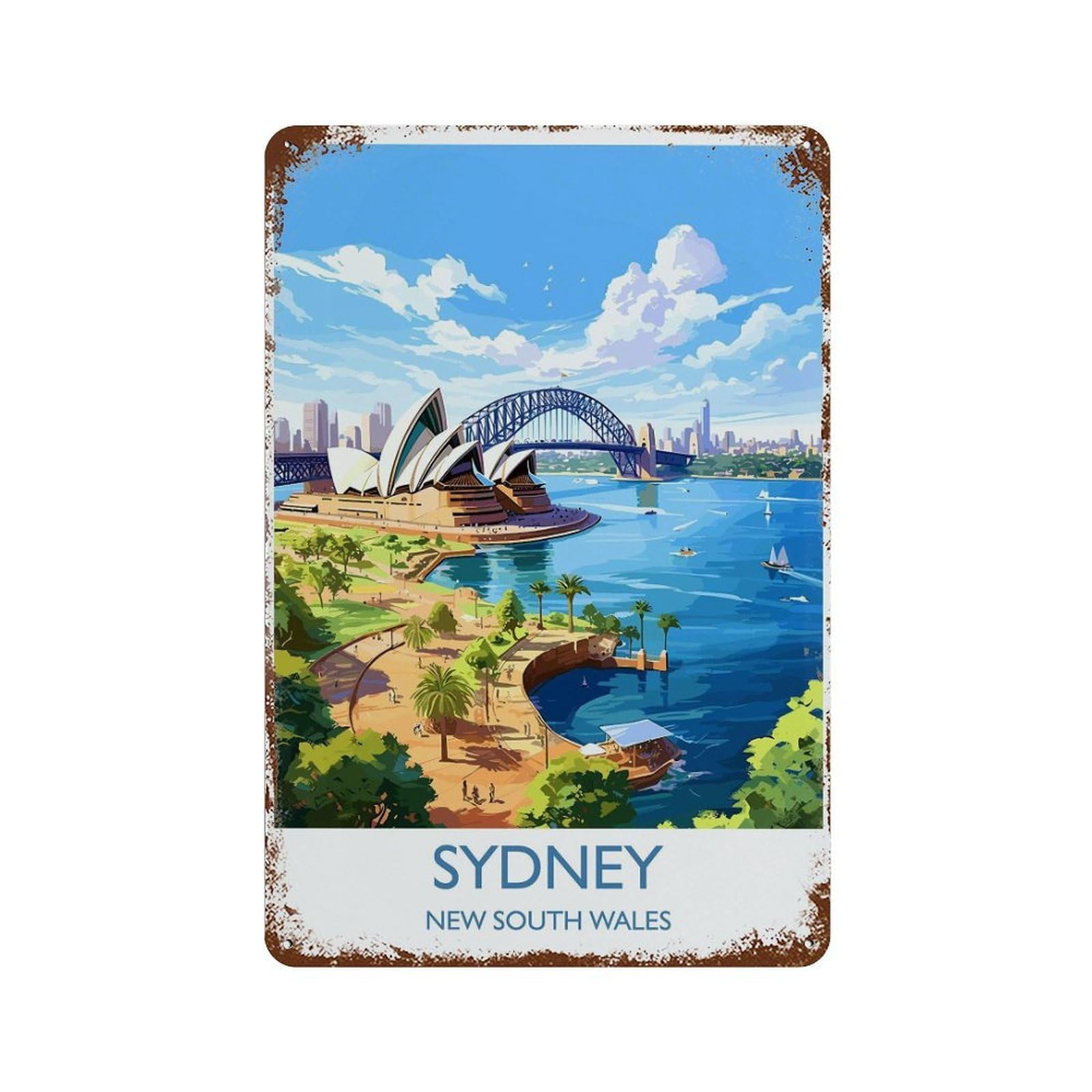 xiaoxiaoshen Sydney Travel of New South Wales Australia Lovers Gift (4) Wall Decor Art Metal Tin Poster Modern Home Decor Art Home Bar Shop Decorations Vintage Sign 30x20cm