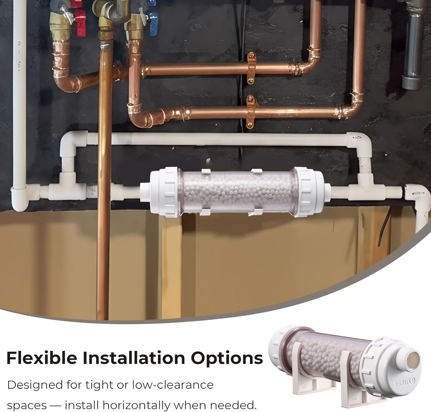 Lounsweer 1 Pcs Condensate Neutralizer Kit with 925g Ceramic Balls, Transparent Tube with Complete Fittings, Wall-Mount Clamps, PVC Tubing PTFE Tape, etc. for HVAC Furnace & Boiler Replaceable Media