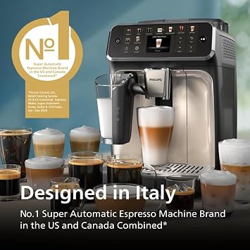 PHILIPS 5500 Series Fully Automatic Espresso Machine with LatteGo, 20 Hot & Iced Drinks, SilentBrew, 100% Ceramic Grinder, Touch Display, AquaClean Filter + Deco Essentials CPS 2 Year Protection Plan