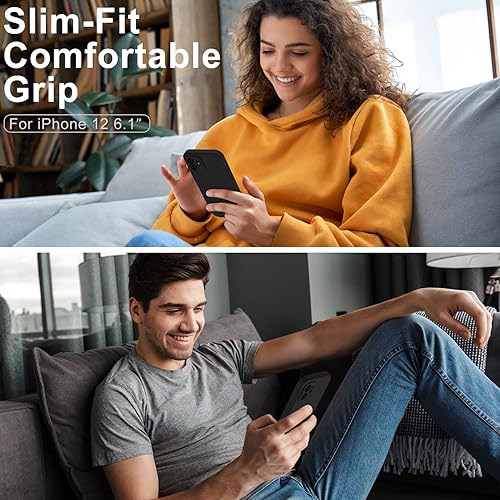 Miniatura 2 de DEENAKIN Funda de silicona compatible con iPhone 12 con protector de pantalla, mejora la protección de la cámara, funda protectora suave y flexible