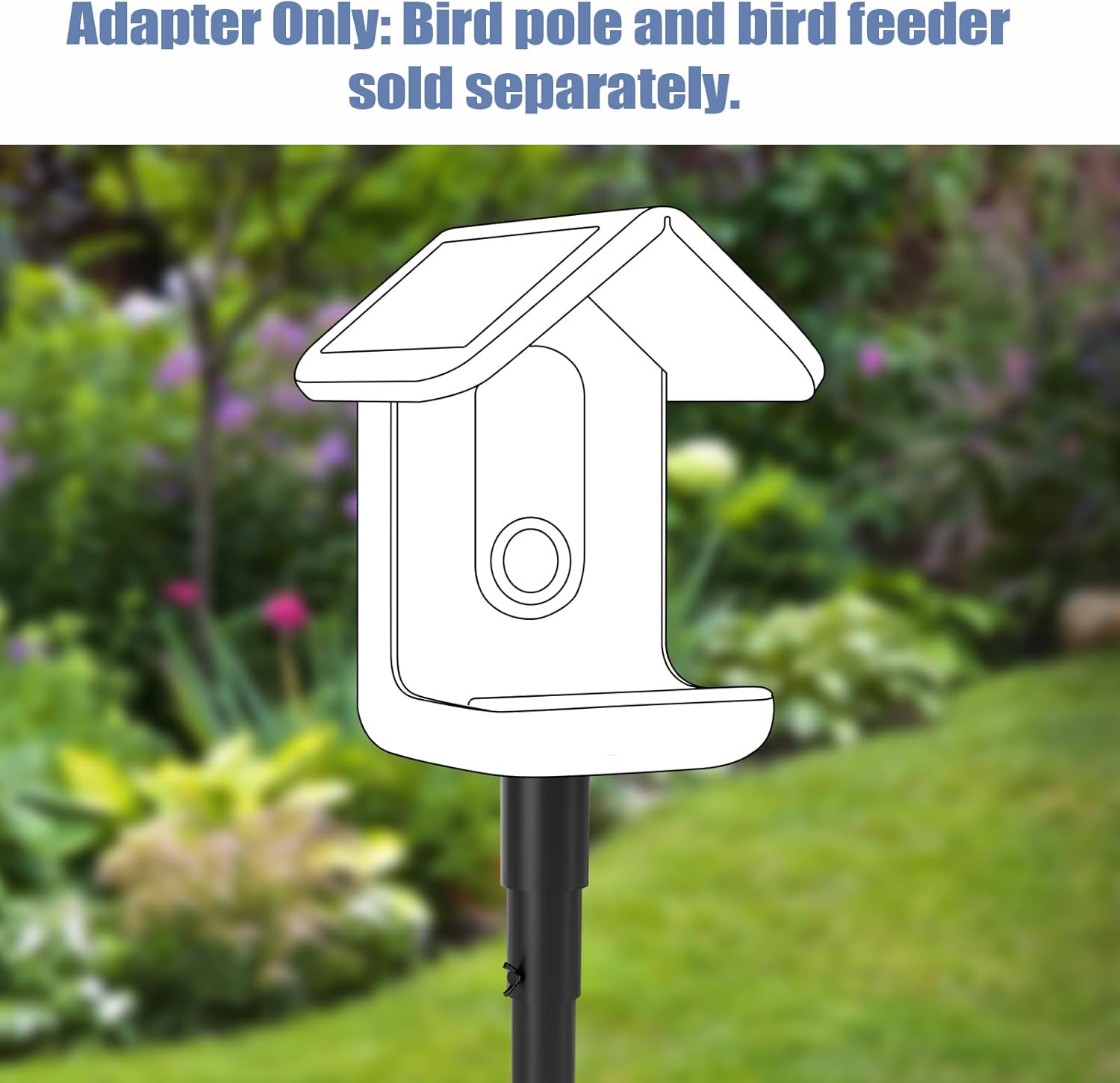 Bird Feeder Pole Mount Adapter - Only Designed for Bird Buddy, 180° Rotation for Easy Setup and Secure Installation, Metal-Bird Feeder Pole with Squirrel Baffle - 90 Inch Bird House Pole with Semicirc