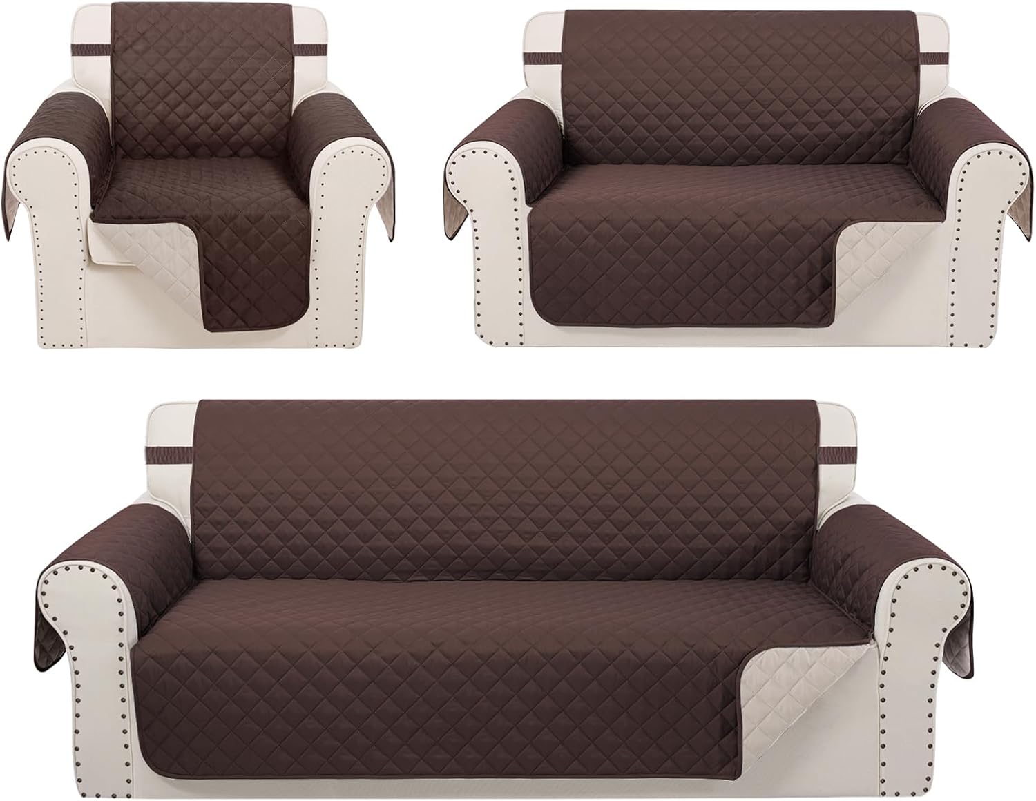 Reversible Sofa Cover Bundle loveseat and Chair Cover