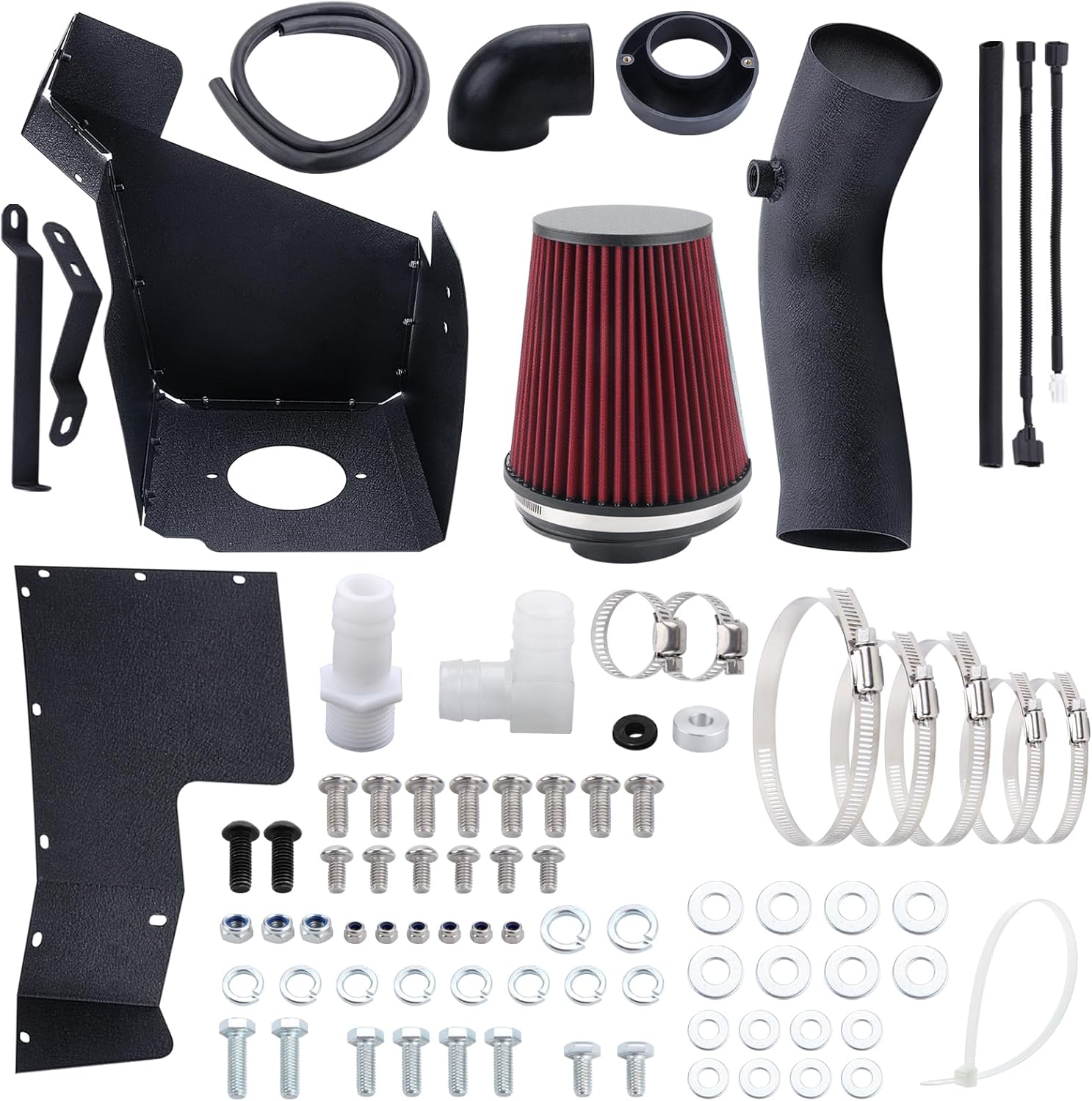 Cold Air Intake Pipe Kit w/Filter Compatible with Dodge Ram 1500 2009-2018 5.7L V8, 2019-2022 4WD Ram 1500 Classic 5.7L (Black Tube & Red Filter)