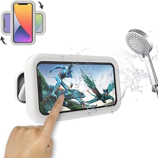 SZSUYAD Waterproof Shower Phone Holder,360° Rotation Shower Phone Case, Angle Adjustable, Anti-Fog High Sensitivity,for Bathroom,Batheub, Kitchen Wall,Compatible with 4" - 6.8" Cell Phones