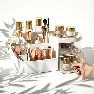 Organizador de maquillaje con 2 cajones: estu...