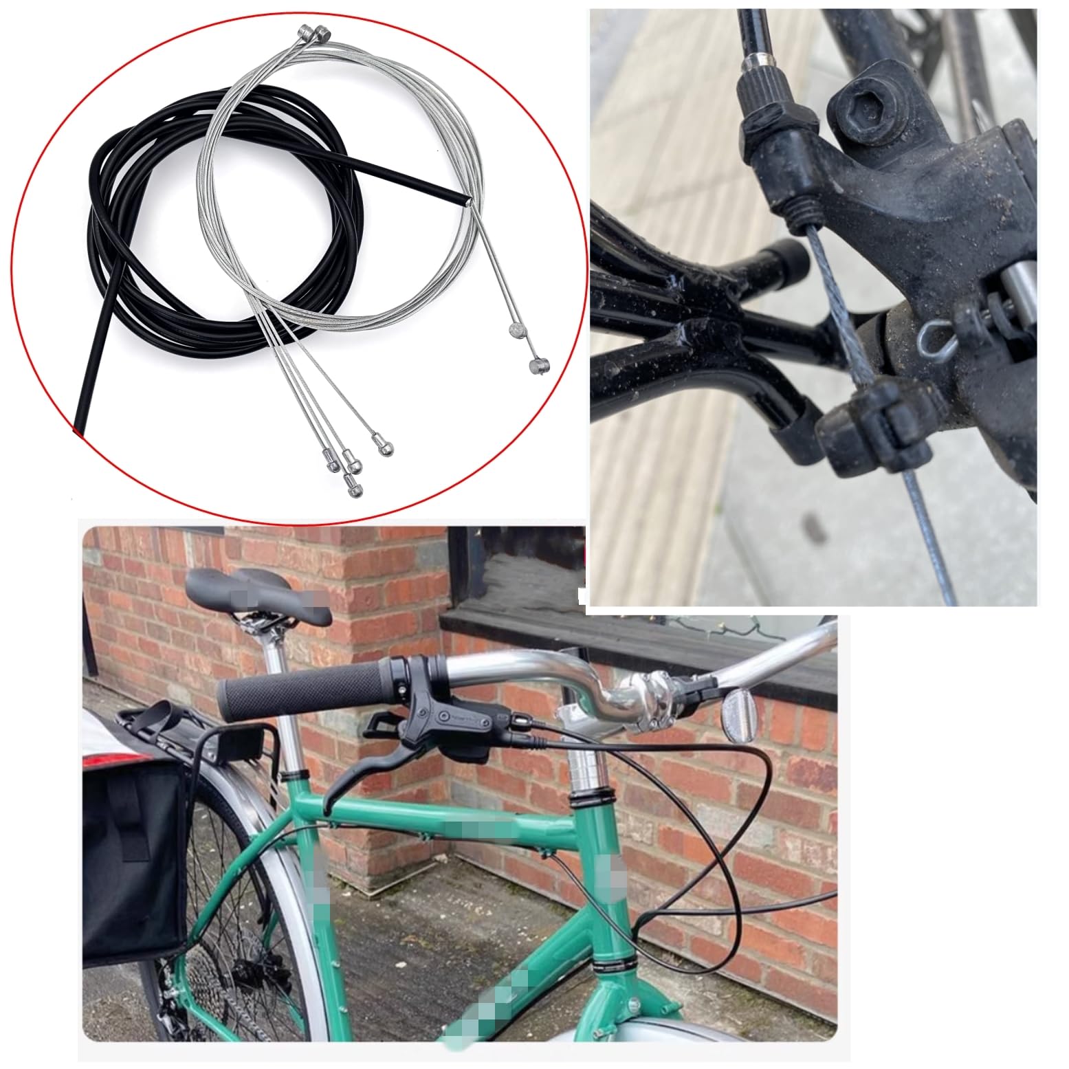 JZK Kit universale di guaine per cavi freno e cambio per bicicletta, cavi interni in acciaio inossidabile rivestiti in PVC per mountain bike e bici da strada, ricambi con tappi terminali, nero