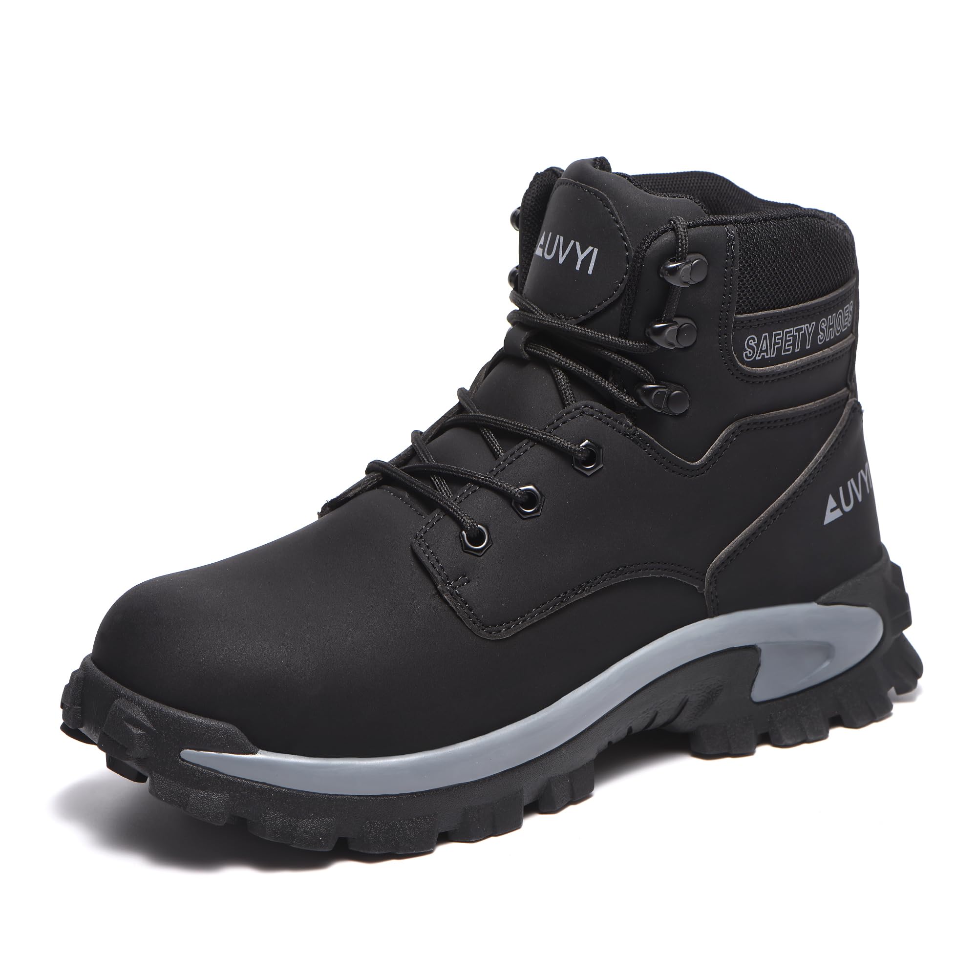 AUVYI Waterproof Work Boots For Men - Steel Toe Boots Comfortable Wide Toe Safety Shoes Lightweight Durable Slip-Resistant Leather Work Footwear for Industrial & Outdoor Use