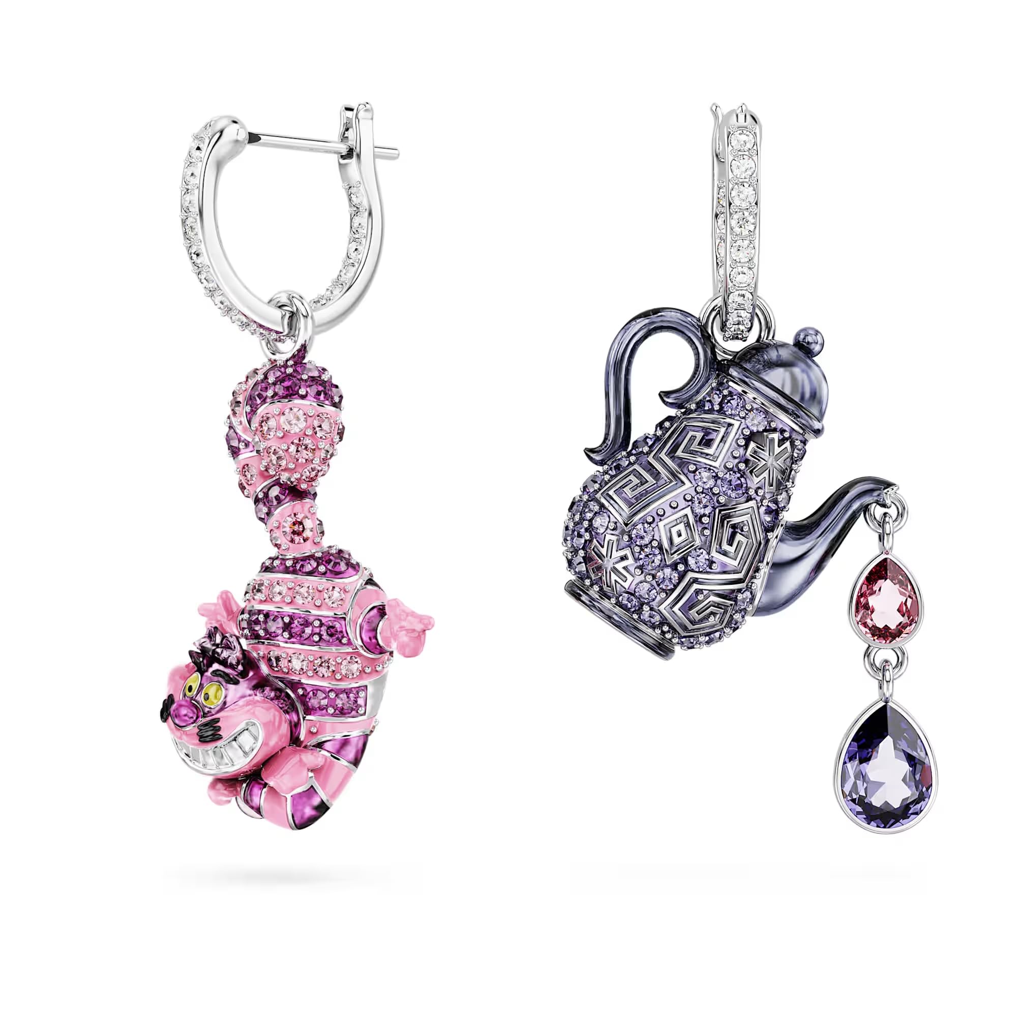 Boucles d'oreilles Swarovski : le Chat et la Théière d'Alice