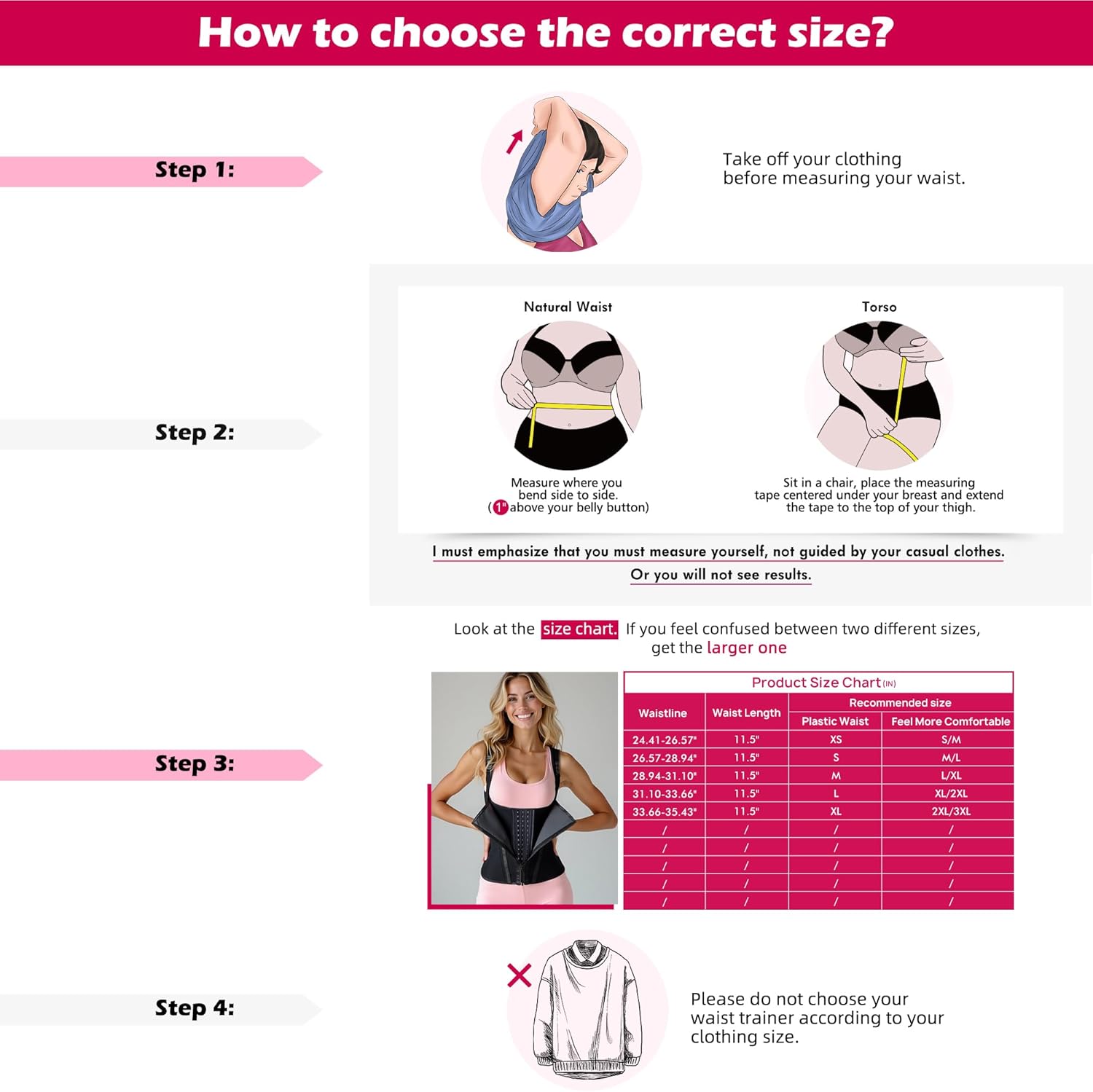 Atbuty Short Torso Waist Trainer for Women Postpartum Recovery Running, Hourglass Vest with Zipper and Hooks