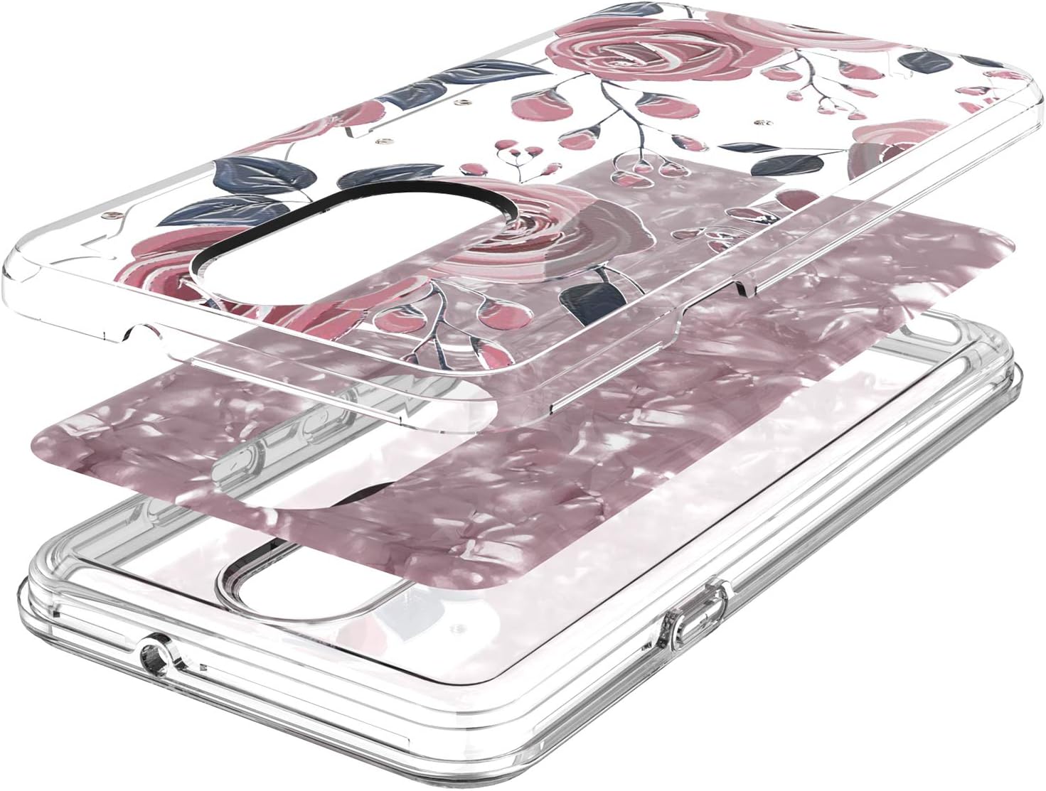 Eaglecell - Compatible for LG Journey LTE L322DL, Neon Plus, Prime 2, Arena 2, Aristo 4+ Plus, Tribute Royal, Escape Plus, K30 (2019) LM-X320-2 in 1 Embossed Image Hybrid Phone Case - AC6 Garden