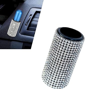 Car Lip Balm Holder, Sparkling Rhinestone Self-adhesive Lip Balm Holder for Instrument Panels Glove Compartments Windows, Minimalist Aesthetic Car Interior, for Most Cars White
