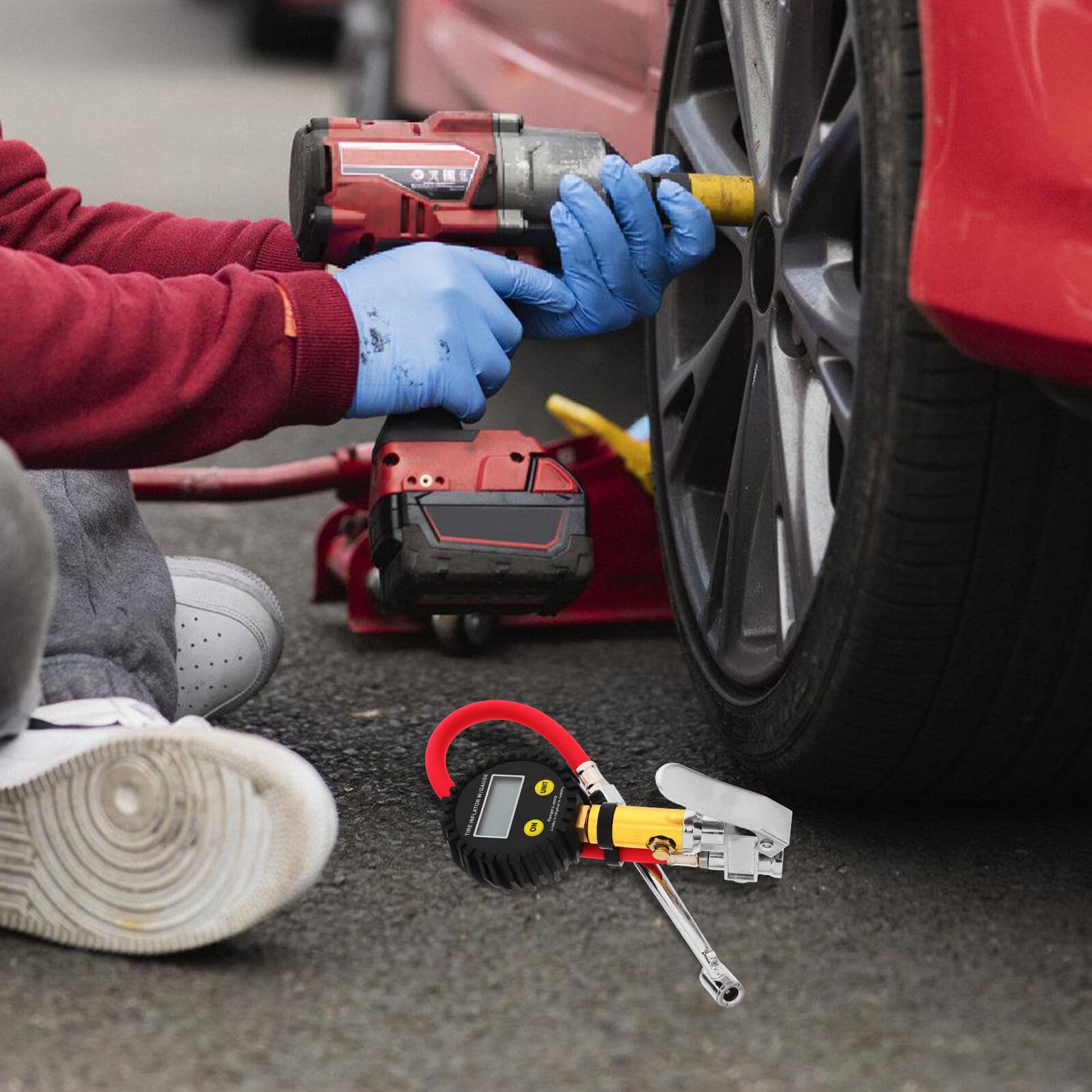 INOOMP Digitaler Reifendruckmesser mit Lcd display und Hintergrundbeleuchtung Präzise Luftdruckanzeige Robustes Metallgehäuse Handliche Bedienung Geeignet für Auto Suv Motorrad Fahrrad