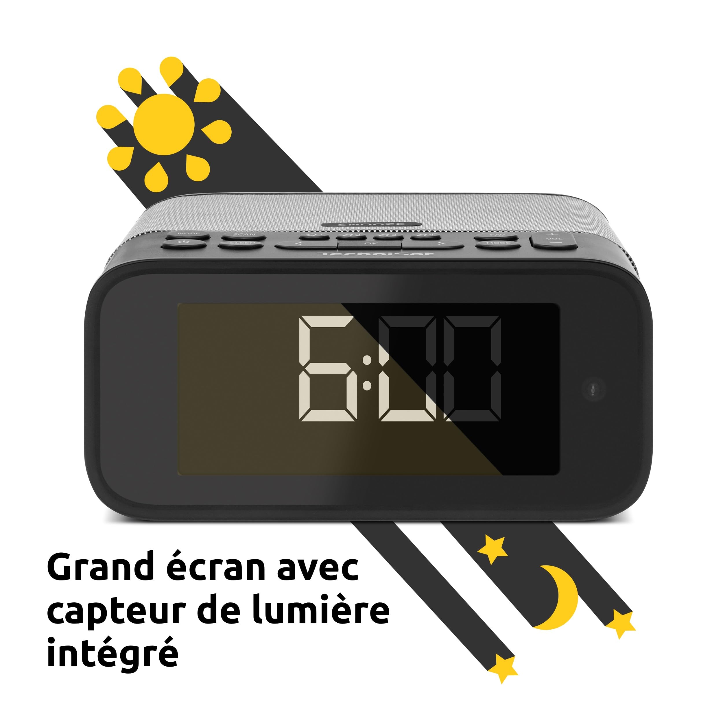TechniSat DIGITRADIO 52 BT – Radio-réveil Dab (Radio Horloge, réveil, Dab+, FM, Fonction Snooze, minuterie de Veille, écran réglable, réception Bluetooth, Haut-Parleur de 3 Watts RMS)