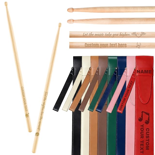 Personalized Drum Sticks with Text Name Logo 5A 7A Custom Engraved Maple Wooden Drumsticks Gifts for Musician Drummer
