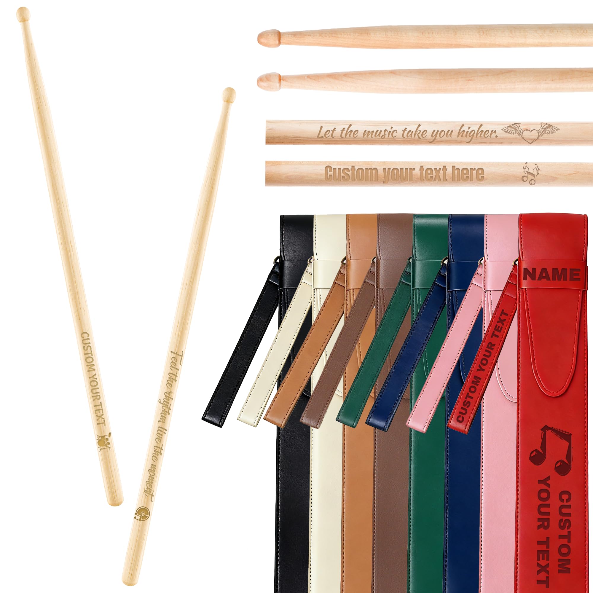 Personalized Drum Sticks with Text Name Logo 5A 7A Custom Engraved Maple Wooden Drumsticks Gifts for Musician Drummer