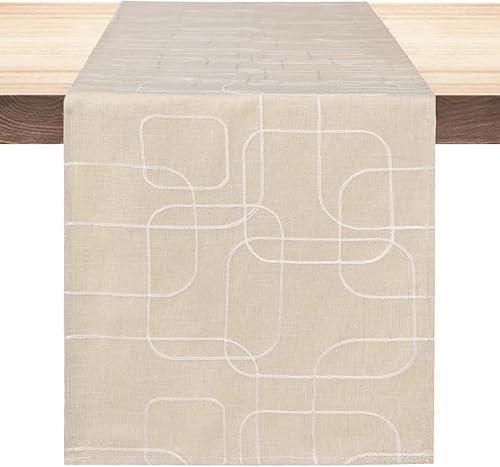 Winotic Camino de mesa de 13 x 72 pulgadas de largo, moderno mantel bordado marfil claro para cocina, comedor, mesa de café, boda, fiesta,