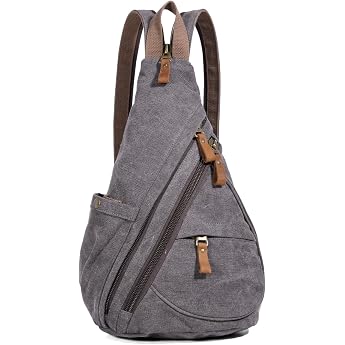 KL928 Canvas Sling Bag Backpack Women and Men - Shoulder Backpack Shoulder Bag Crossbag Adjustable Shoulder Strap Perfect for Outdoor Sports Hiking Cycling Mountaineering Travel 6881