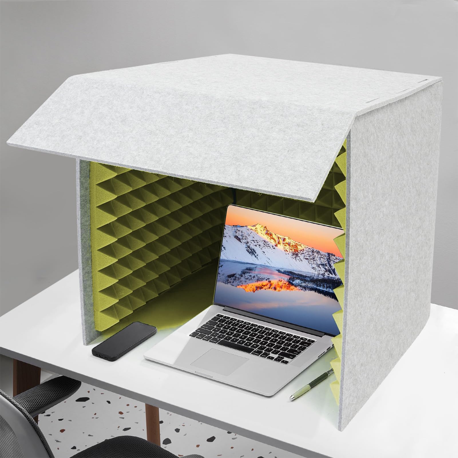 Cabina de aislamiento de sonido, cápsula insonorizada de mesa con escudo de reducción de ruido acústico para grabación